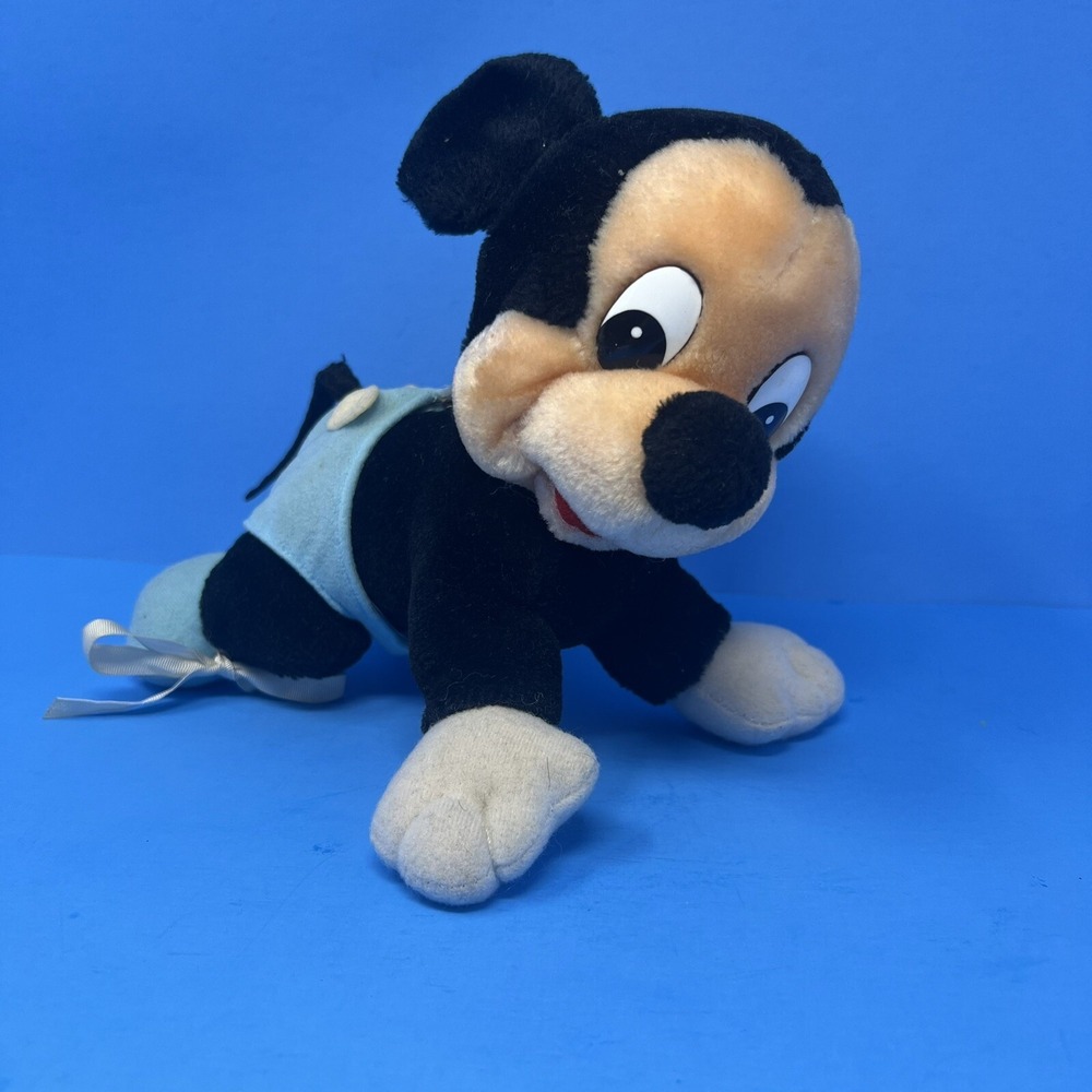 Disney Baby Mickey Mouse Plush 10in. Crawling Position Vintage Stuffed Toy 1984.